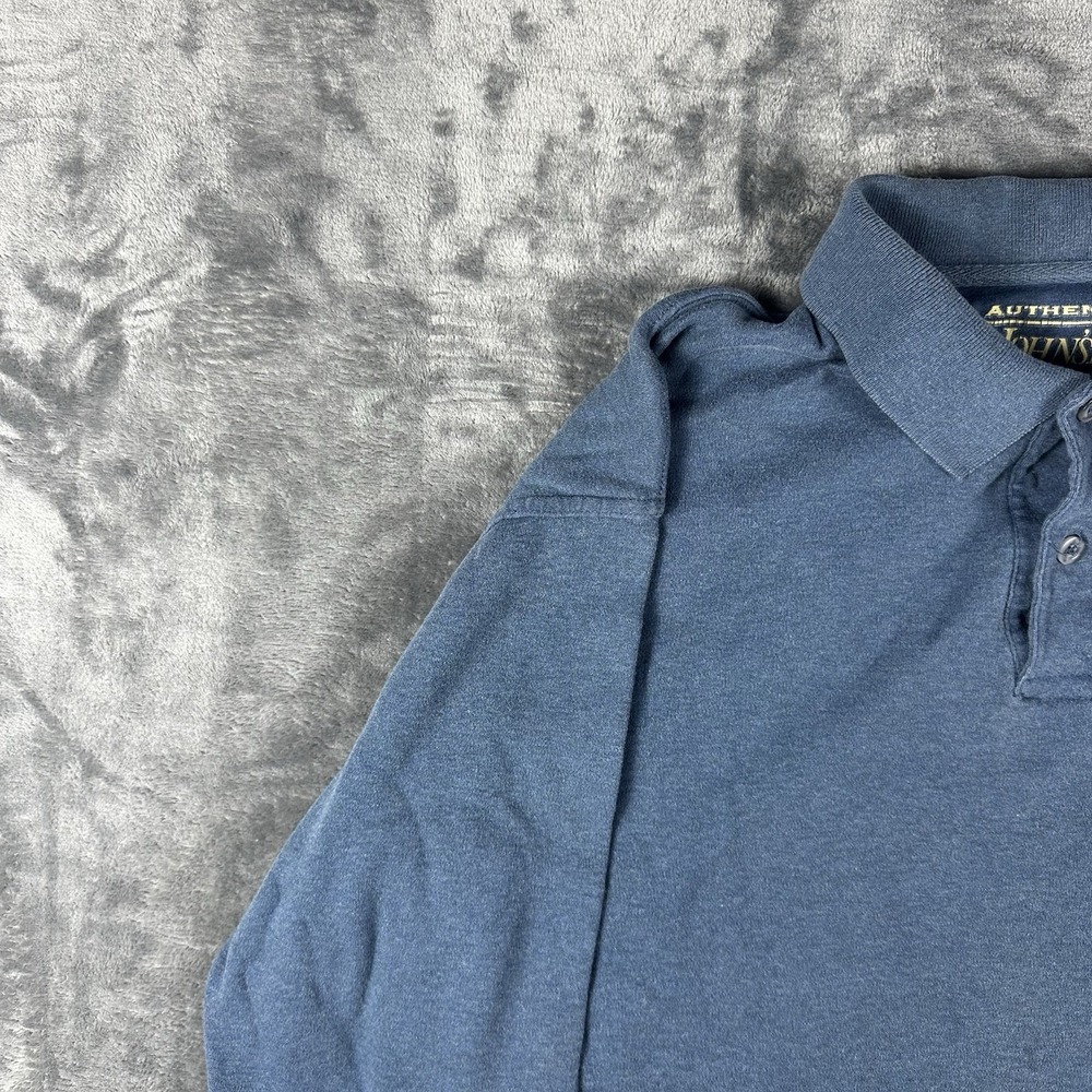 St John's Bay Sueded Polo Shirt Men's Medium Blue Long Sleeve Casual Soft Suede - Picture 7 of 15